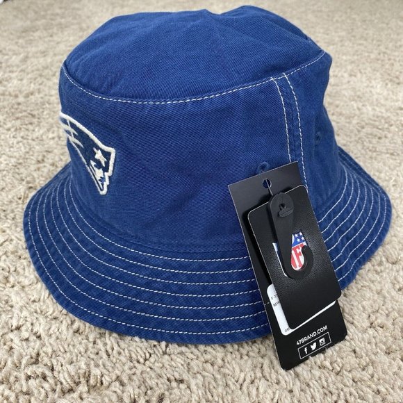 New England Patriots '47 Trailhead Bucket Hat Navy Washed OSFM NFL Cap NWT - Picture 2 of 7